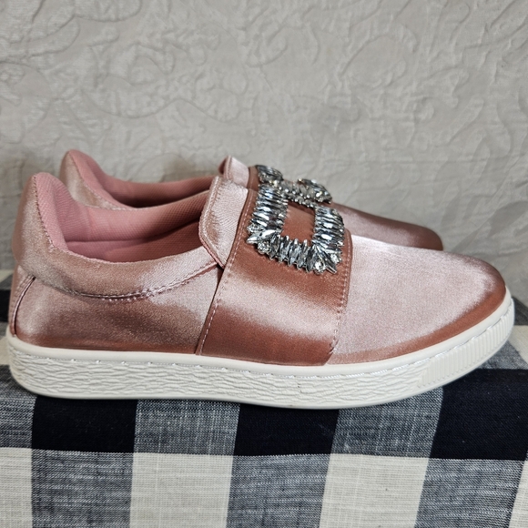 Qupid Mauve Pink Satin Walk 01A Rhinestones Shoes - Picture 4 of 8